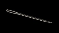 Stainless steel sewing needle with elongated eye isolated on transparent background, ready for clipart, sublimation, print-on-demand designs, and craft projects.