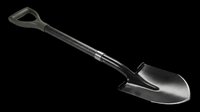 Compact black metal shovel isolated on transparent background, ready for t-shirt design, stickers, clipart, print on demand, and sublimation projects.