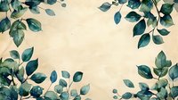 Elegant botanical frame with watercolor green leaves and branches on beige background, creating natural border design for wedding invitations and stationery.