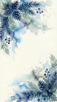 Watercolor winter botanical frame with pine branches, cones and berries on white background for holiday cards, invitations and seasonal designs.