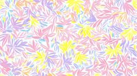 Delicate pastel floral pattern with pink, yellow, purple and turquoise leaves creating a seamless repeat design for fabric, wallpaper and surface decoration.