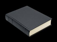 Closed black hardcover book with cream pages isolated on transparent background, ready for clipart, print-on-demand, t-shirt design, stickers, and sublimation projects.