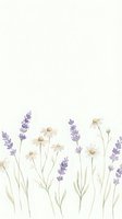 Delicate watercolor wildflower border with lavender and chamomile flowers on cream background for botanical design projects.