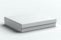 Closed white box with lid isolated on white background, ready for product packaging design, branding mockups, and commercial applications.