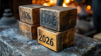 Wooden blocks displaying 2026 numbers stacked on rustic surface with warm bokeh lights creating cozy atmosphere for New Year celebration planning.