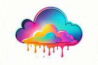 Vibrant rainbow colored cloud with dripping paint effect on white background, modern gradient style artwork for creative design projects and digital media.