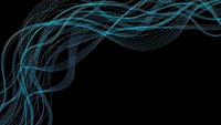 Abstract cyan flowing lines creating dynamic wave patterns on black background for modern digital design and technology presentations.