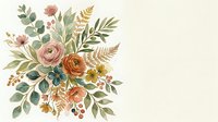 Vintage botanical floral arrangement with roses, ferns, and foliage in muted earth tones on isolated cream background, ready for design projects.