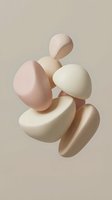 Stacked abstract organic shapes in soft pastel tones of pink, cream, and beige with smooth matte finish. Minimalist composition for modern design, branding, and contemporary art projects.