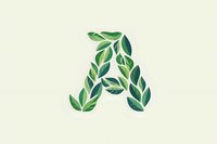Decorative capital letter A formed with watercolor green leaves and botanical elements on light background, suitable for eco-friendly branding and natural design projects.