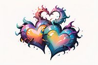 Vibrant artistic hearts with dynamic swirling patterns in turquoise, purple, and orange gradients perfect for romantic designs, valentines cards, and modern love-themed projects.