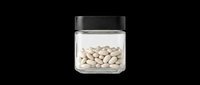 White beans in a clear glass jar with black lid, isolated on transparent background. Great for food packaging, stickers, clipart, t-shirt design, and print on demand.