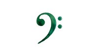 Bass clef symbol in deep green gradient, isolated on white background. Suitable for music education materials, sheet music design, and musical instrument branding.