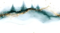 Luxurious emerald green and gold abstract watercolor landscape with pine forest silhouettes, flowing liquid marble texture and sparkling golden accents.
