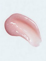 Shimmering pink lip gloss smear with sparkly texture isolated on white background for beauty product advertising and cosmetic design.