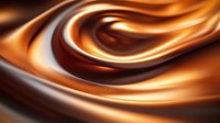 Smooth swirling waves of caramel and chocolate create luxurious abstract background with rich brown and golden tones, suitable for food industry designs and packaging.