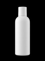 Cosmetic bottle with white cap isolated on transparent background, ready for product design, packaging mockups, t-shirt graphics, sublimation, print-on-demand, and clipart applications.