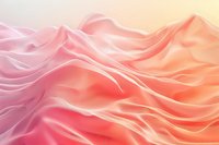 Soft flowing waves of pink and peach silk fabric create abstract landscape-like formations against gradient background, elegant luxury textile with gentle folds and curves.