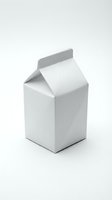White blank milk carton package mockup isolated on white background for dairy product branding and packaging design projects.