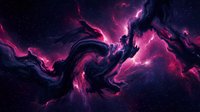 Swirling magenta and purple energy waves dance across a dark cosmic void, creating an abstract nebula effect with glowing plasma-like formations and dynamic light bursts throughout space.