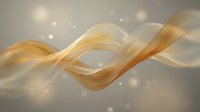 Elegant golden flowing waves with soft light effects and sparkling particles on neutral background for modern design projects and digital artwork.