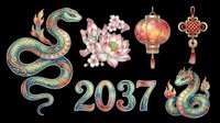 Decorative Asian-inspired dragon and lotus illustrations with lantern and ornamental elements isolated on transparent background, ready for t-shirt design, clipart, stickers, sublimation and print-on-demand projects.