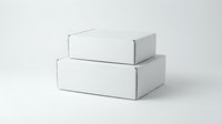 Two stacked white cardboard boxes on light background for packaging, shipping, storage and product presentation mockups.