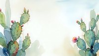 Watercolor cactus plants with pink flowers on soft pastel background for botanical art, home decor, and nature-themed designs.