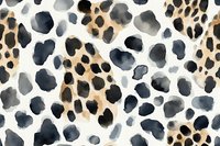 Watercolor leopard print pattern with black and brown spots on white background for fashion and textile design.