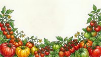 Ripe tomatoes with green foliage arranged on cream background, isolated for culinary design, recipe blogs, cooking websites, and food packaging projects.