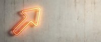 Glowing neon arrow pointing upward on concrete wall, symbolizing growth, success, and forward direction for business and motivational designs.