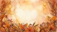 Watercolor autumn frame with fall leaves, wheat and berries in warm orange tones. Seasonal border for thanksgiving cards, invitations and harvest decorations.