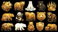 Illustrated bear species collection featuring brown bears, polar bears, pandas, and black bears in various poses and expressions, isolated on transparent background. Ready for clipart, t-shirt design, stickers, print-on-demand, and sublimation projects.