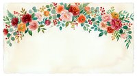 Vintage floral border arrangement with red, pink, and orange roses, greenery, and botanical elements on cream background for wedding invitations and stationery design.