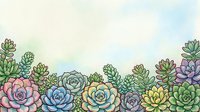 Succulent plants in various colors arranged in a row on isolated white background, ready for design projects, invitations, and decorative applications.