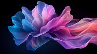 Flowing abstract smoke in vibrant pink, purple and blue colors against black background creates dynamic motion effect, suitable for creative design projects.