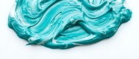 Turquoise paint strokes swirl across white background, creating fluid abstract waves. Use for modern design, creative projects, artistic backgrounds, and contemporary marketing materials.