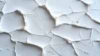 Cracked and peeling white paint texture showing deep fissures and layered surface damage creates dramatic abstract pattern on wall surface.
