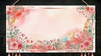 Floral frame with pink roses, watercolor flowers, and botanical elements on cream background, ideal for wedding invitations, greeting cards, and decorative design projects.