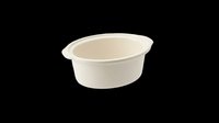 Beige disposable food container isolated on transparent background, ready for packaging design, print-on-demand products, and commercial use applications.