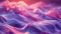Ethereal flowing waves in pink and purple hues create dreamy abstract background with glowing particles and smooth gradients for luxury design projects.