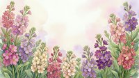 Watercolor floral border with pink, purple, and cream blooms on soft pastel background, perfect for greeting cards, invitations, and spring designs.