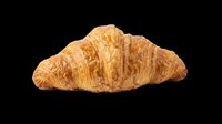 Golden croissant isolated on transparent background, ready for bakery designs, food packaging, menu graphics, t-shirt prints, stickers, and print-on-demand products.