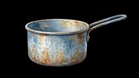 Rusty blue saucepan with handle isolated on transparent background, ready for design use in t-shirts, clipart, stickers, and print-on-demand products.