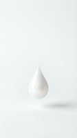 Glossy white water droplet suspended in mid-air against neutral background, isolated and ready for design use on packaging, websites, and marketing materials.