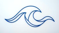 Blue wave line art design element isolated on white background for logos, decorations and graphic projects.