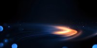 Glowing spiral light trails with dynamic motion effect against dark space background create futuristic cosmic atmosphere for technology and science designs.