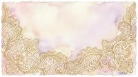 Ornate golden lace borders frame soft watercolor washes in blush and lavender tones on isolated white background, suitable for wedding invitations, greeting cards, and decorative design projects.