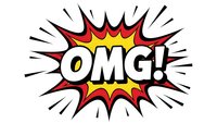 Comic book style OMG exclamation burst with red yellow explosion effect on white background for pop art design and social media graphics.