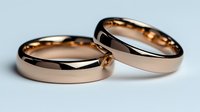 Rose gold wedding bands on light background showcase classic polished finish and minimalist design, symbolizing eternal love and commitment in modern matrimony.
